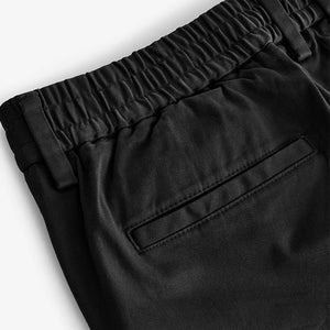 Black Elasticated Waist Skinny Fit Stretch Chino Trousers