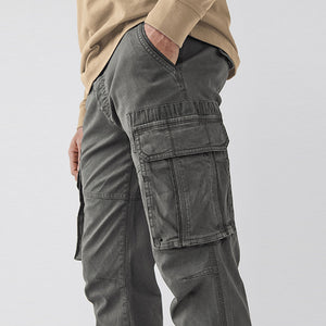 Charcoal Grey Authentic Stretch Cotton Blend Cargo Trousers