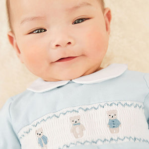 Blue Baby 3 Piece Embroidered Top, Leggings And Cardigan Set (0mth-18mths)
