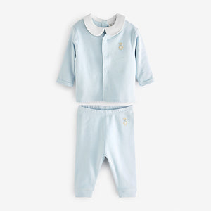 Blue Baby 3 Piece Embroidered Top, Leggings And Cardigan Set (0mth-18mths)