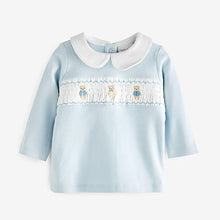Load image into Gallery viewer, Blue Baby 3 Piece Embroidered Top, Leggings And Cardigan Set (0mth-18mths)
