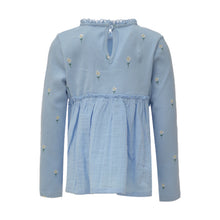 Load image into Gallery viewer, Long Sleeve Blue Flower Cotton Blouse (3mths-7yrs)
