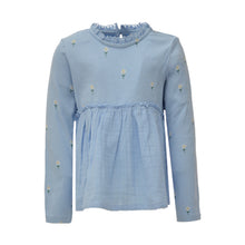 Load image into Gallery viewer, Long Sleeve Blue Flower Cotton Blouse (3mths-7yrs)

