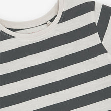Load image into Gallery viewer, Black and White Stripe Short Sleeve Cotton T-Shirt (3mths-4yrs)

