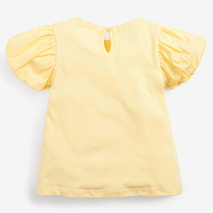 Yellow Cotton Puff Sleeve T-Shirt (3mths-6yrs)