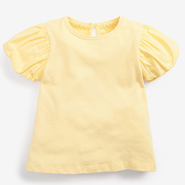 Yellow Cotton Puff Sleeve T-Shirt (3mths-6yrs)