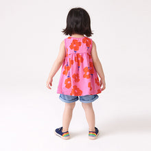 Load image into Gallery viewer, Pink/Red Floral Peplum Vest (3mths-6yrs)

