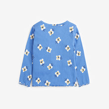 Load image into Gallery viewer, Blue Retro Flower Basic Rib Jersey (3mths-6yrs)
