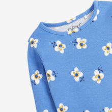 Load image into Gallery viewer, Blue Retro Flower Basic Rib Jersey (3mths-6yrs)
