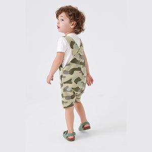 Camouflage Short Dungarees And T-Shirt Set (3mths-5yrs)