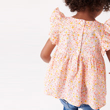 Load image into Gallery viewer, Pink Ditsy Lace Trim Cotton Blouse (3mths-6yrs)

