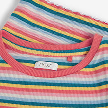 Load image into Gallery viewer, Rainbow Stripe Ribbed Placket T-Shirt (3-12yrs)

