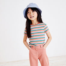 Load image into Gallery viewer, Rainbow Stripe Ribbed Placket T-Shirt (3-12yrs)
