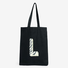 Load image into Gallery viewer, Black Zebra Cotton Reusable Monogram Bag For Life
