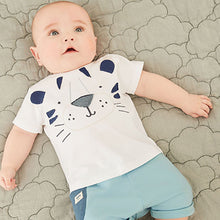Load image into Gallery viewer, White and Blue Baby Tiger Baby T-Shirt And Shorts Set (0mths-18mths)

