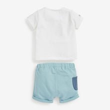 Load image into Gallery viewer, White and Blue Baby Tiger Baby T-Shirt And Shorts Set (0mths-18mths)
