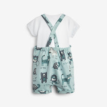 Load image into Gallery viewer, Blue Animal Baby 2 Piece Dungarees And Bodysuit Set (0mths-18mths)
