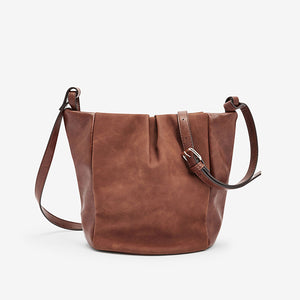 Tan Brown Soft Panel Detail Across-Body Bag