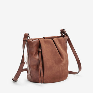 Tan Brown Soft Panel Detail Across-Body Bag