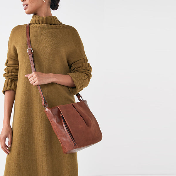 Tan Brown Soft Panel Detail Across-Body Bag