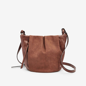 Tan Brown Soft Panel Detail Across-Body Bag