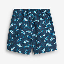 Load image into Gallery viewer, Navy Blue Shark Swim Shorts (3-12yrs)
