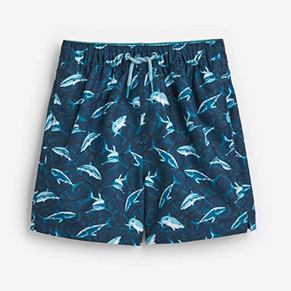 Navy Blue Shark Swim Shorts (3-12yrs)