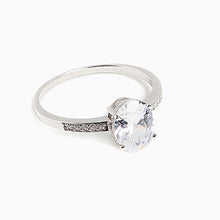 Load image into Gallery viewer, Sterling Silver Oval Solitaire Pave Band Ring

