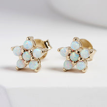 Load image into Gallery viewer, 18ct Gold Plated Sterling Silver Opal Flower Stud Earrings
