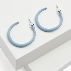 Blue Matte Hoop Earrings