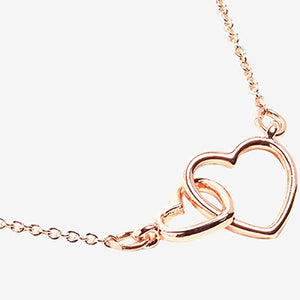 Rose Gold Tone Interlocking Hearts Necklace