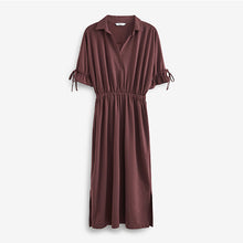 Load image into Gallery viewer, Berry Red Shirt Midi Dress
