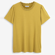 Load image into Gallery viewer, Lime Green Scallop Neck Short Sleeve T-Shirt
