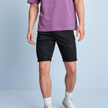Load image into Gallery viewer, Black Skinny Fit Denim Shorts
