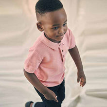 Load image into Gallery viewer, Pink Short Sleeve Textured Polo Shirt (3mths-5yrs)
