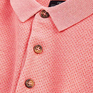 Pink Short Sleeve Textured Polo Shirt (3mths-5yrs)