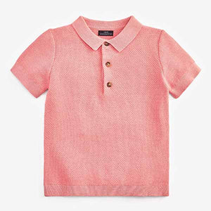 Pink Short Sleeve Textured Polo Shirt (3mths-5yrs)
