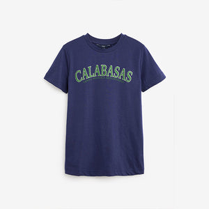 Navy Blue Calabasas Graphic Short Sleeve Crew Neck T-Shirt