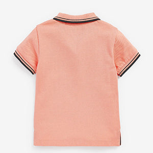 Peach Pink Short Sleeve Plain Polo Shirt (3mths-5yrs)