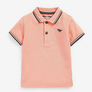 Peach Pink Short Sleeve Plain Polo Shirt (3mths-5yrs)