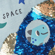 Load image into Gallery viewer, Blue Dino Rocket Flippy Sequin T-Shirt (9mths-6yrs)
