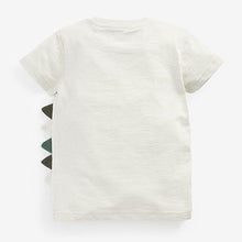 Load image into Gallery viewer, Grey Dino Zip Mouth Appliqué T-Shirt (3mths-5yrs)
