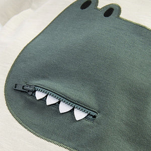 Grey Dino Zip Mouth Appliqué T-Shirt (3mths-5yrs)