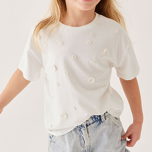 White Daisy Crochet T-Shirt (3-12yrs)
