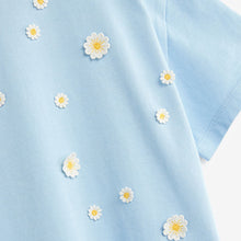 Load image into Gallery viewer, Blue Daisy Crochet T-Shirt (3-12yrs)
