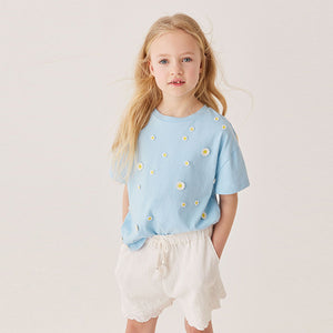 Blue Daisy Crochet T-Shirt (3-12yrs)