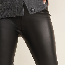Load image into Gallery viewer, Black Leather Look PU Next Full Length Leggings
