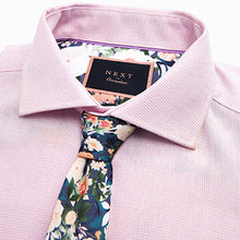 Load image into Gallery viewer, Pink Floral Regular Fit Single Cuff Shirt And Tie Pack
