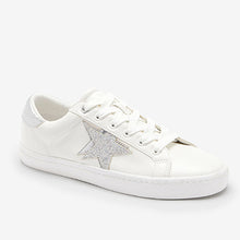 Load image into Gallery viewer, White and Silver Forever Comfort® Star Lace-Up Trainers
