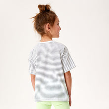 Load image into Gallery viewer, White Stripe Flippy Sequin Star T-Shirt (3-12yrs)
